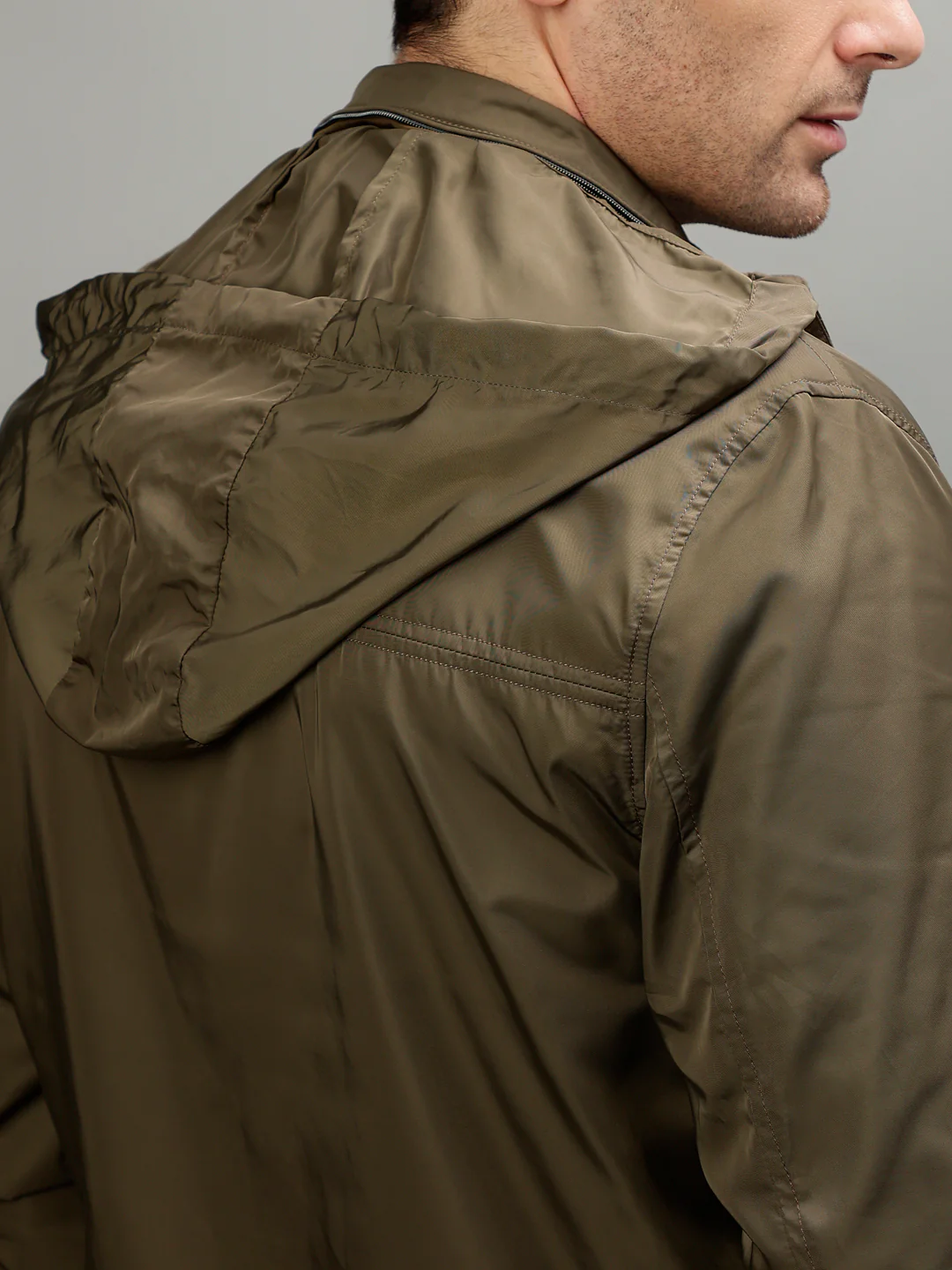 Iconic Men Solid Stand Collar Full Sleeves  Reversible Jacket - Image 4