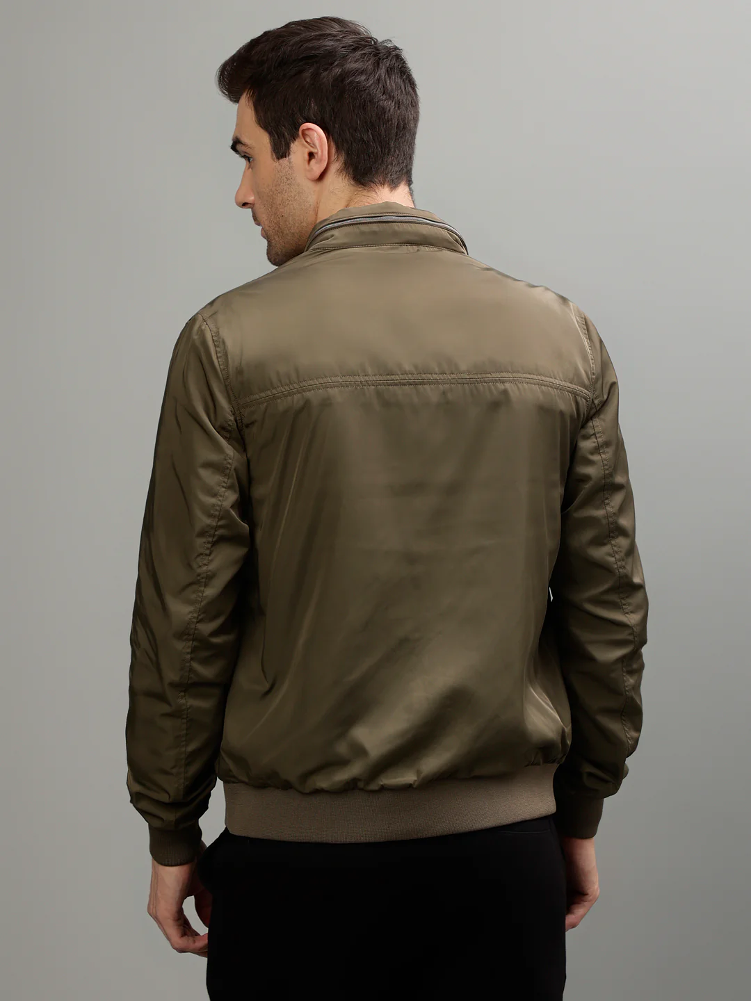 Iconic Men Solid Stand Collar Full Sleeves  Reversible Jacket - Image 9