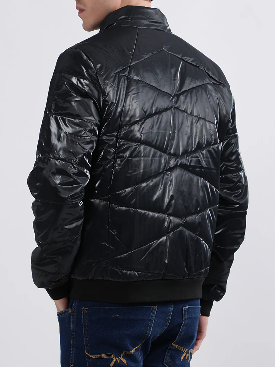 Iconic Men Blue Solid Stand Collar Jacket - Image 3