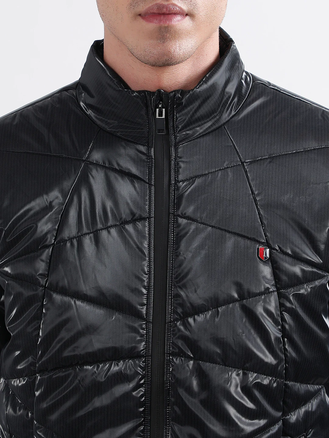 Iconic Men Blue Solid Stand Collar Jacket - Image 6