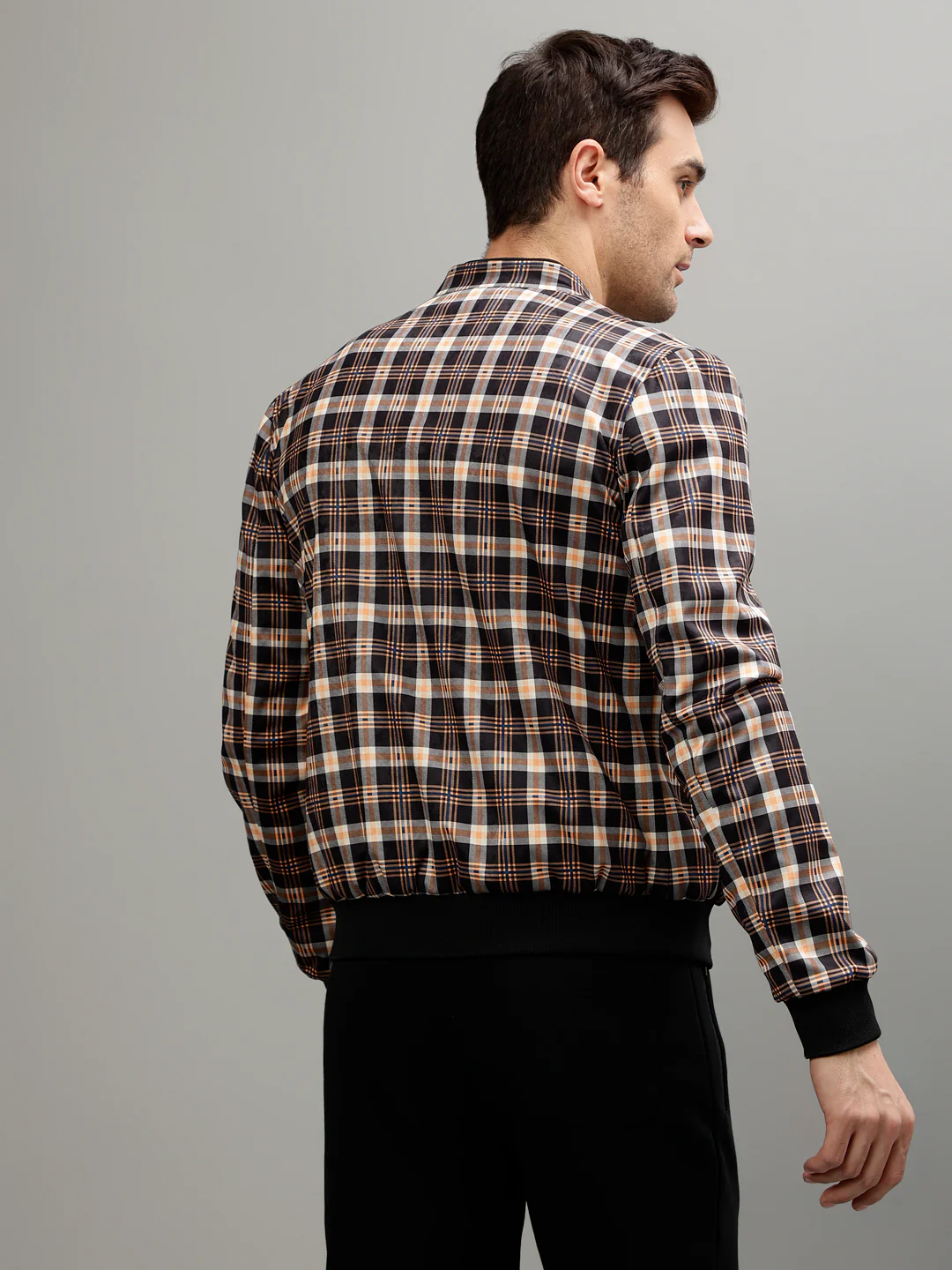 Iconic Men Multicolor Checked Mandarin Collar Full Sleeves Jacket - Image 4