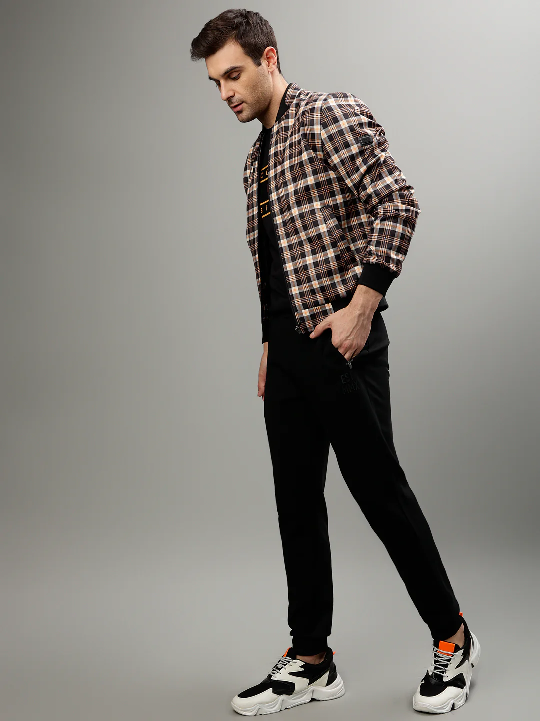 Iconic Men Multicolor Checked Mandarin Collar Full Sleeves Jacket - Image 5