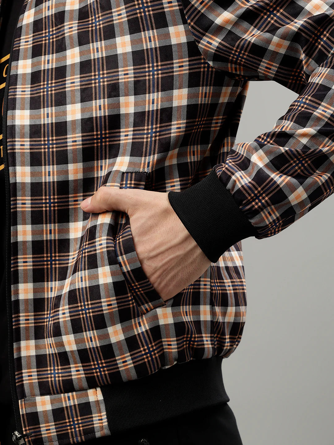 Iconic Men Multicolor Checked Mandarin Collar Full Sleeves Jacket - Image 8