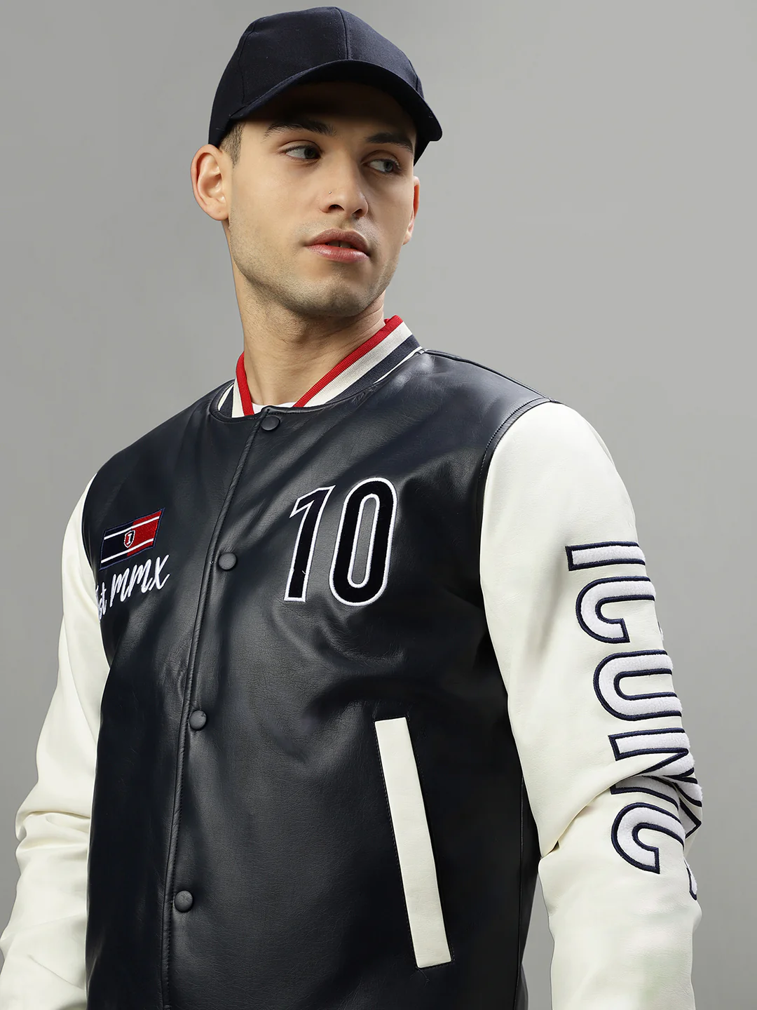 Iconic Men Blue Colorblocked Mandarin Collar Full Sleeves Jacket - Image 2
