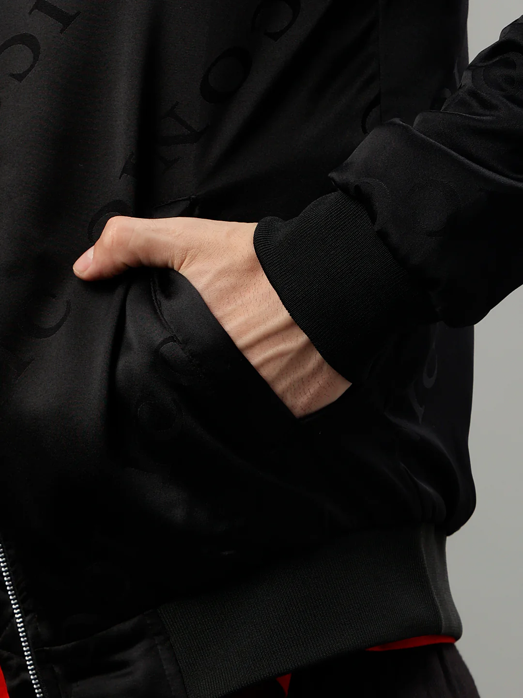 Iconic Men Black Solid Stand Collar Full Sleeves Jacket - Image 7