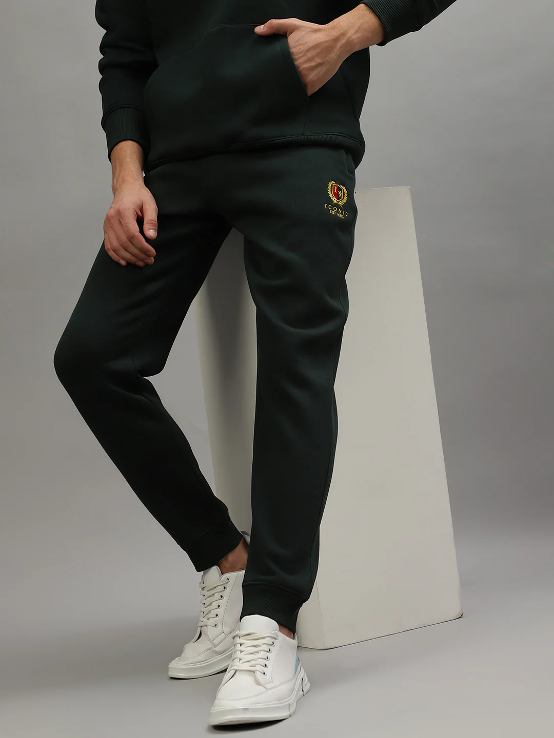 Iconic Men Green Solid Regular Fit Mid-Rise Track Pants - Image 6