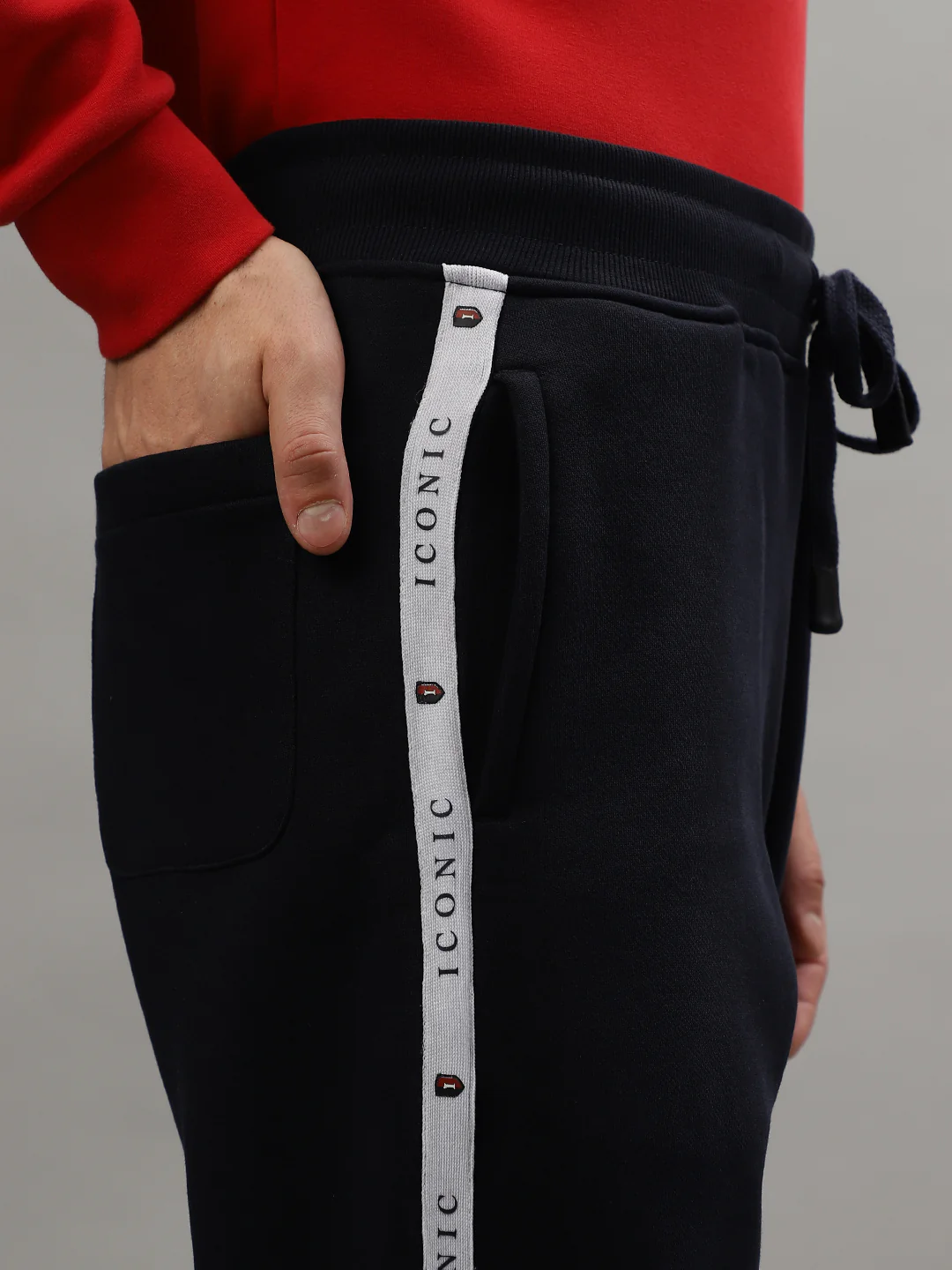 Iconic Men Blue Solid Regular Fit Mid-Rise Track Pants - Image 8