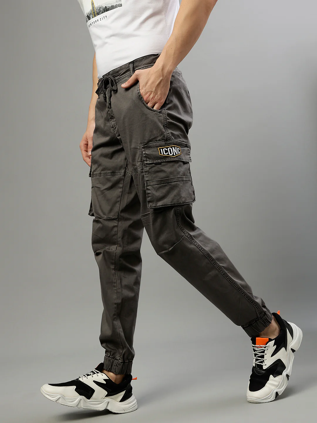Iconic Men Solid Regular Fit Trouser - Image 3