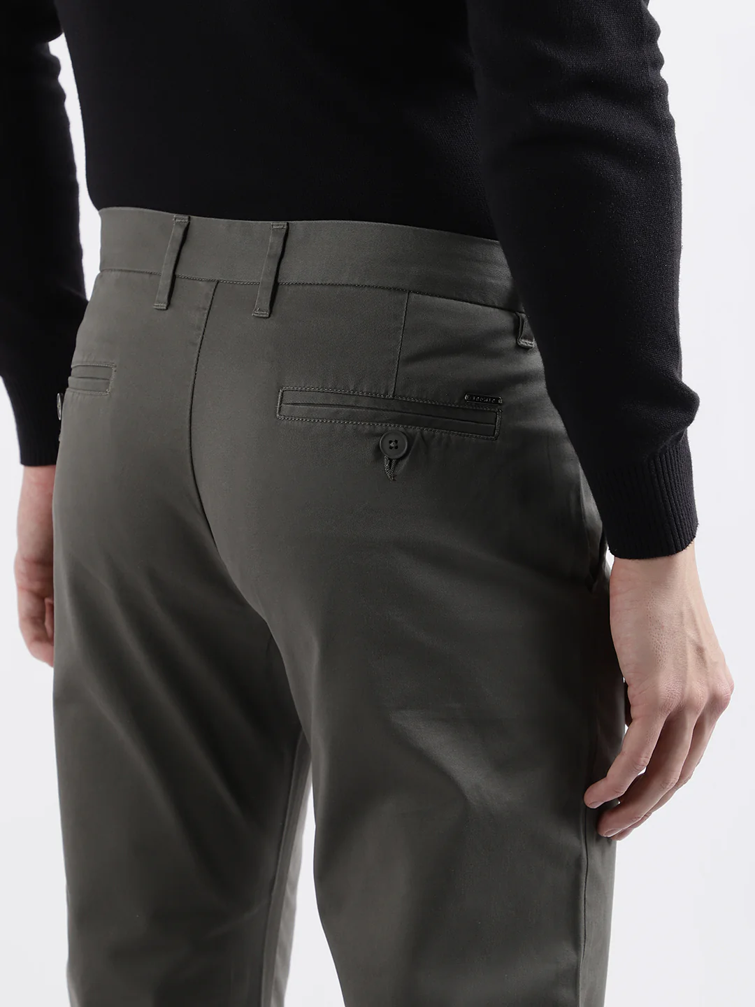 Iconic Men Olive Solid Slim Fit Trouser - Image 6