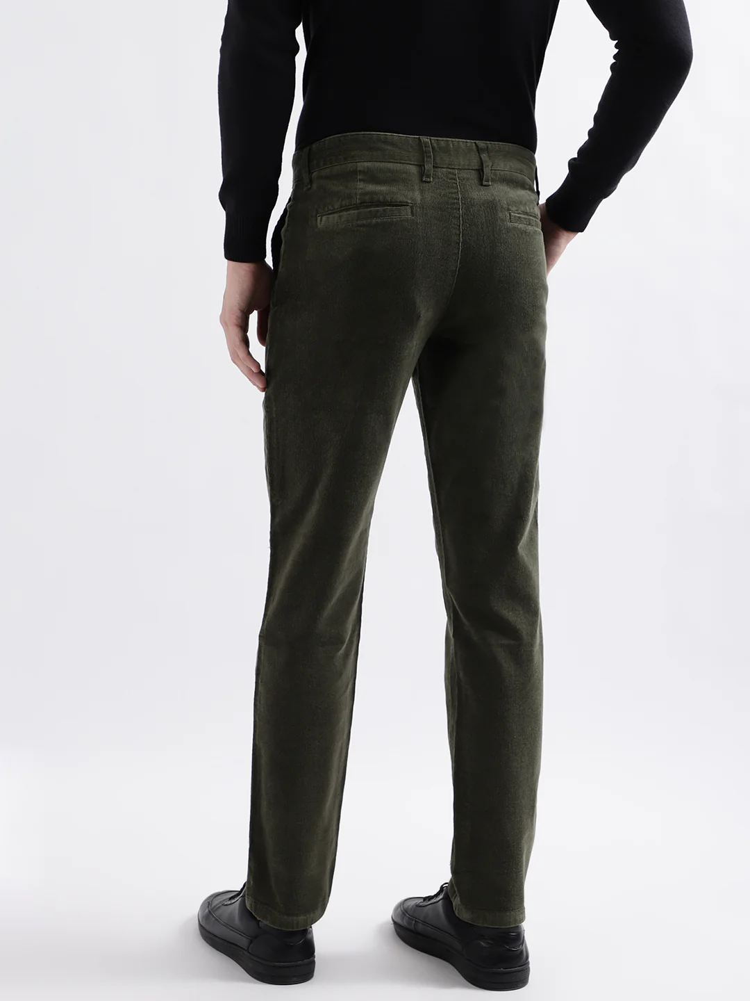 Iconic Men Olive Solid Slim Fit Trouser - Image 2