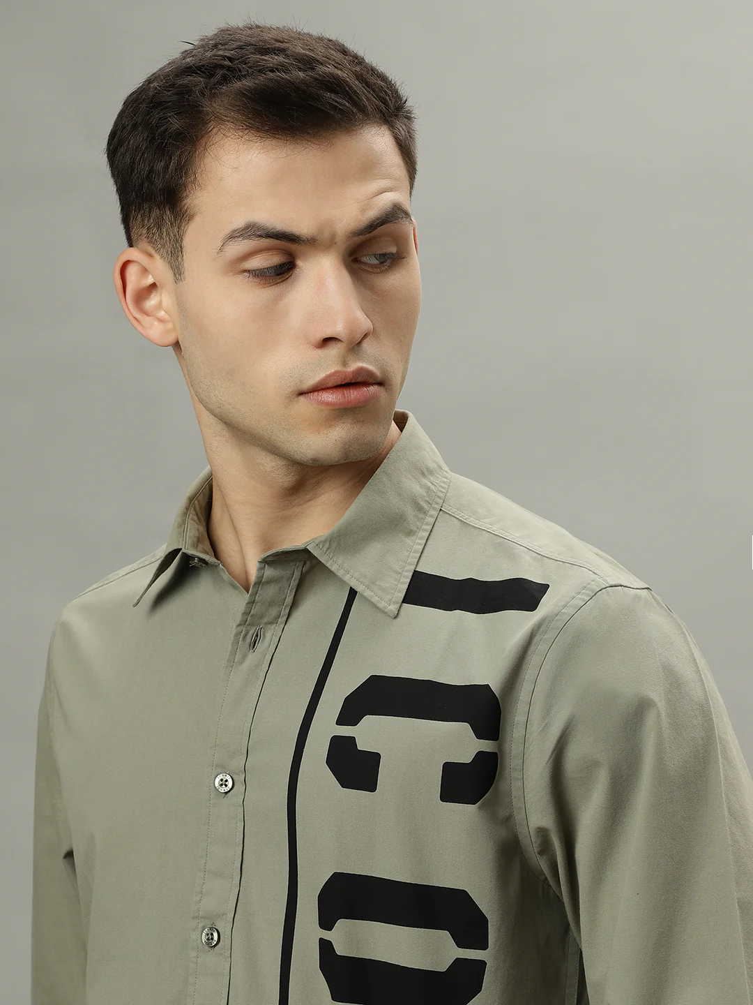 Iconic Grey Fashion Logo Regular Fit Shirt - Image 6
