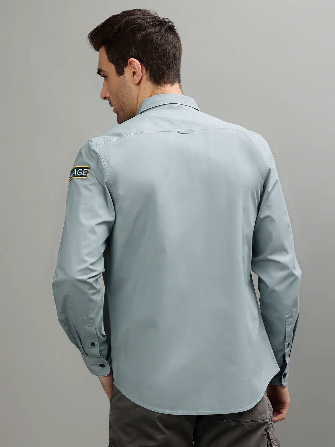 Iconic Men Green Solid Spread Collar Full Sleeves Shirt - Image 4