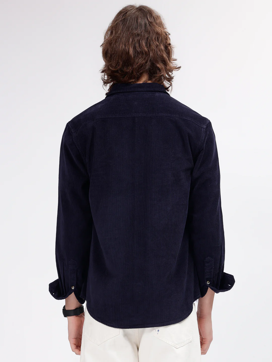 Iconic Men Navy Blue Solid Spread Collar Full Sleeves Shirt - Image 4