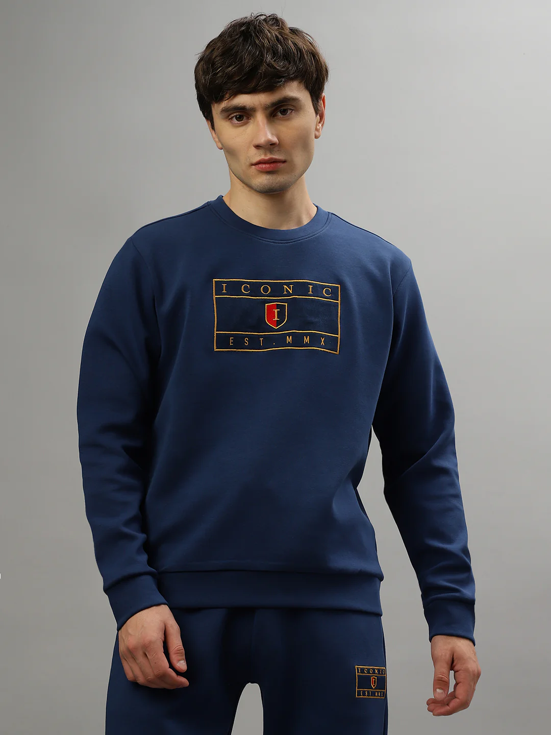 Iconic Men Embroidered Full Sleeves Round Neck Sweatshirt - Image 2