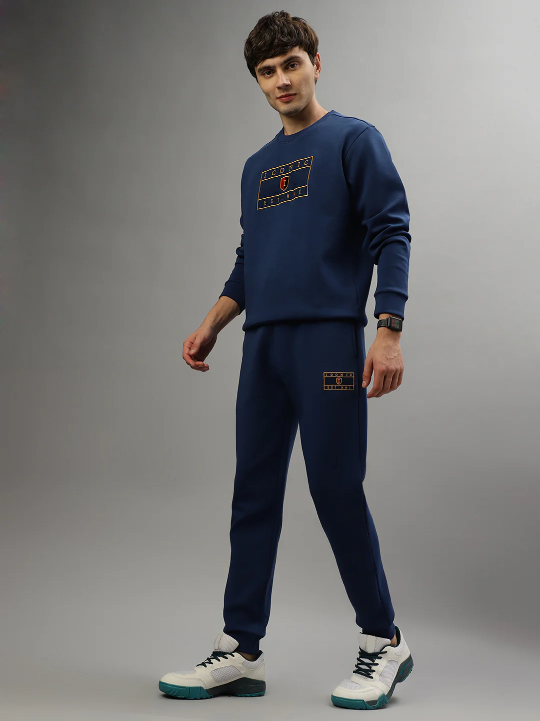 Iconic Men Black Solid Round Neck Full Sleeves Sweatshirt - Image 5