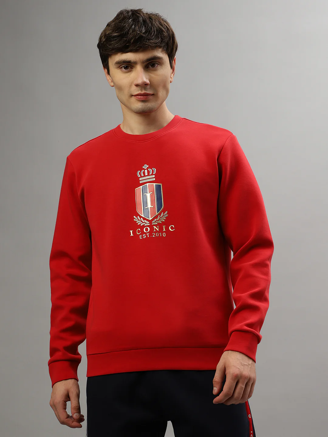 Iconic Men Embroidered Full Sleeves Round Neck Sweatshirt - Image 2