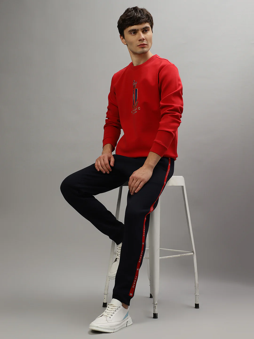 Iconic Men Embroidered Full Sleeves Round Neck Sweatshirt - Image 5
