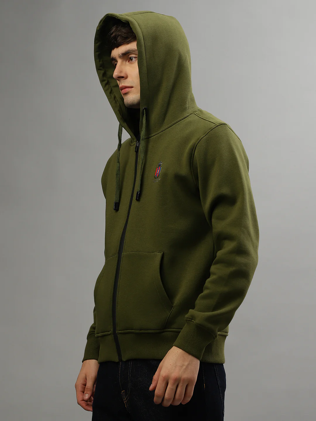 Iconic Men Green Solid Round Neck Full Sleeves Sweatshirt - Image 3