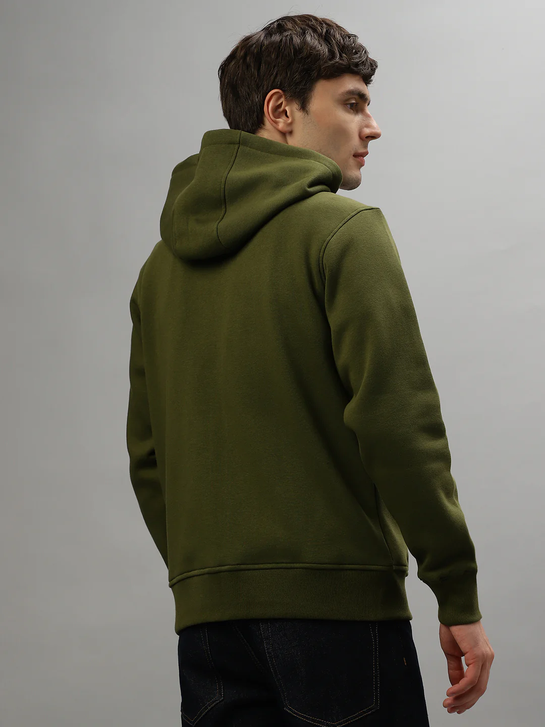Iconic Men Green Solid Round Neck Full Sleeves Sweatshirt - Image 4