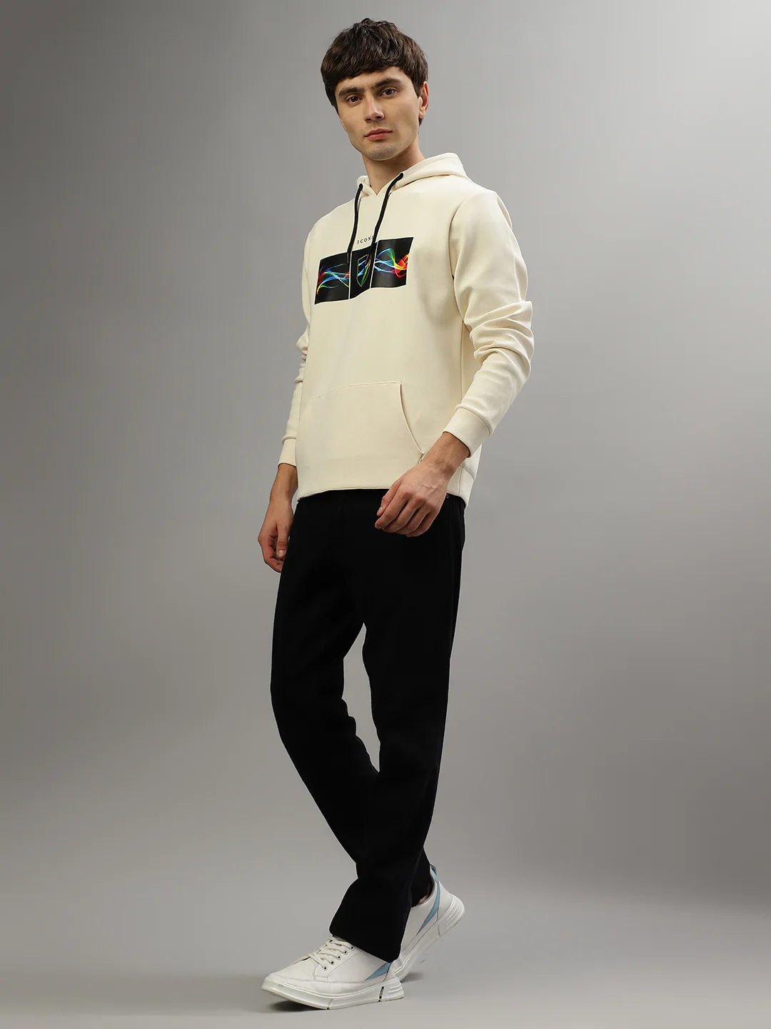 Iconic Men Printed Full Sleeves Hooded Sweatshirt - Image 5