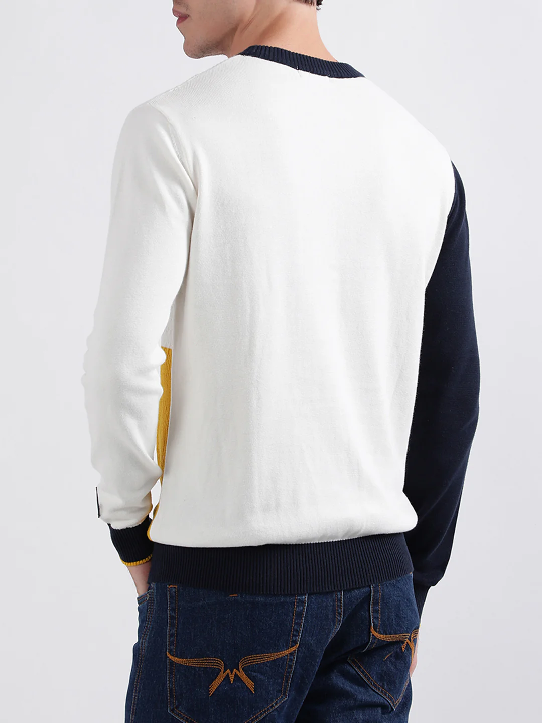 Iconic Men Multicolor Solid Round Neck Sweater - Image 3