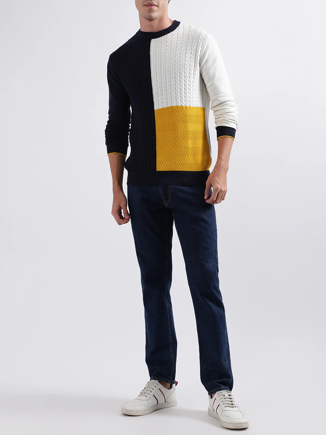 Iconic Men Multicolor Solid Round Neck Sweater - Image 4