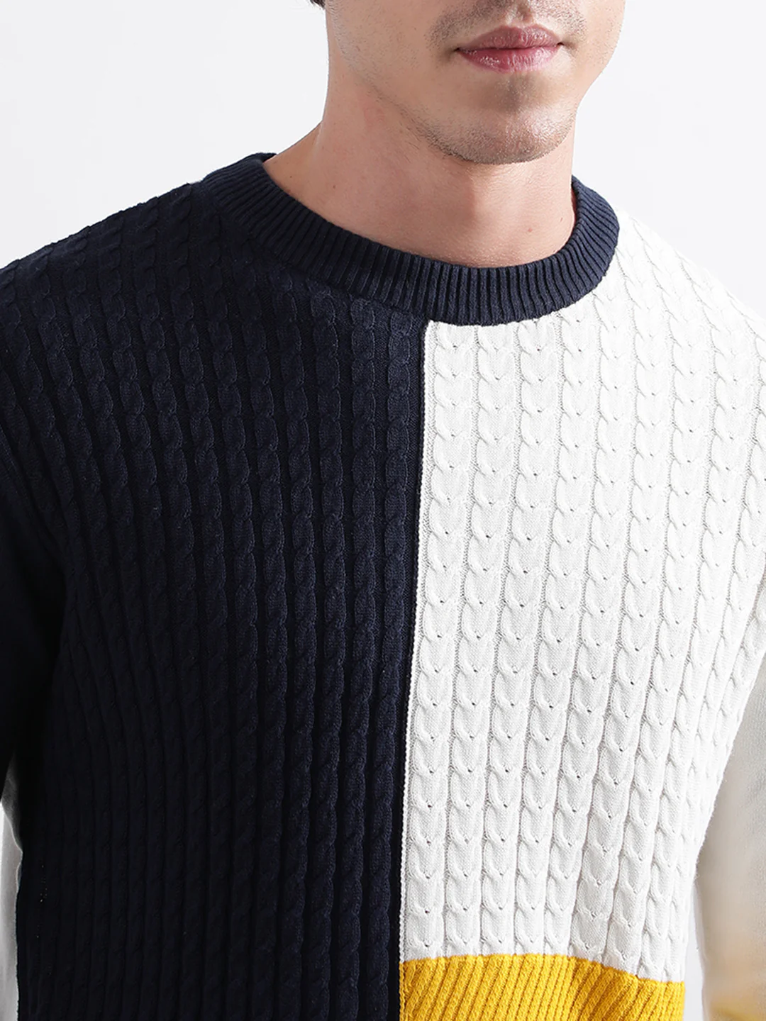 Iconic Men Multicolor Solid Round Neck Sweater - Image 5
