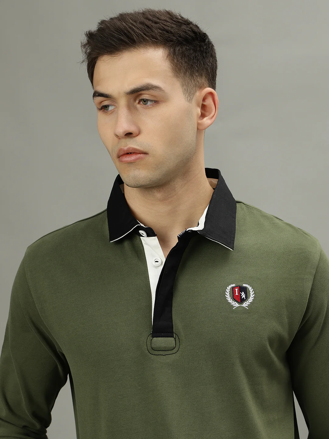 Iconic Men Green Solid Polo Collar Full Sleeves Tshirt - Image 6