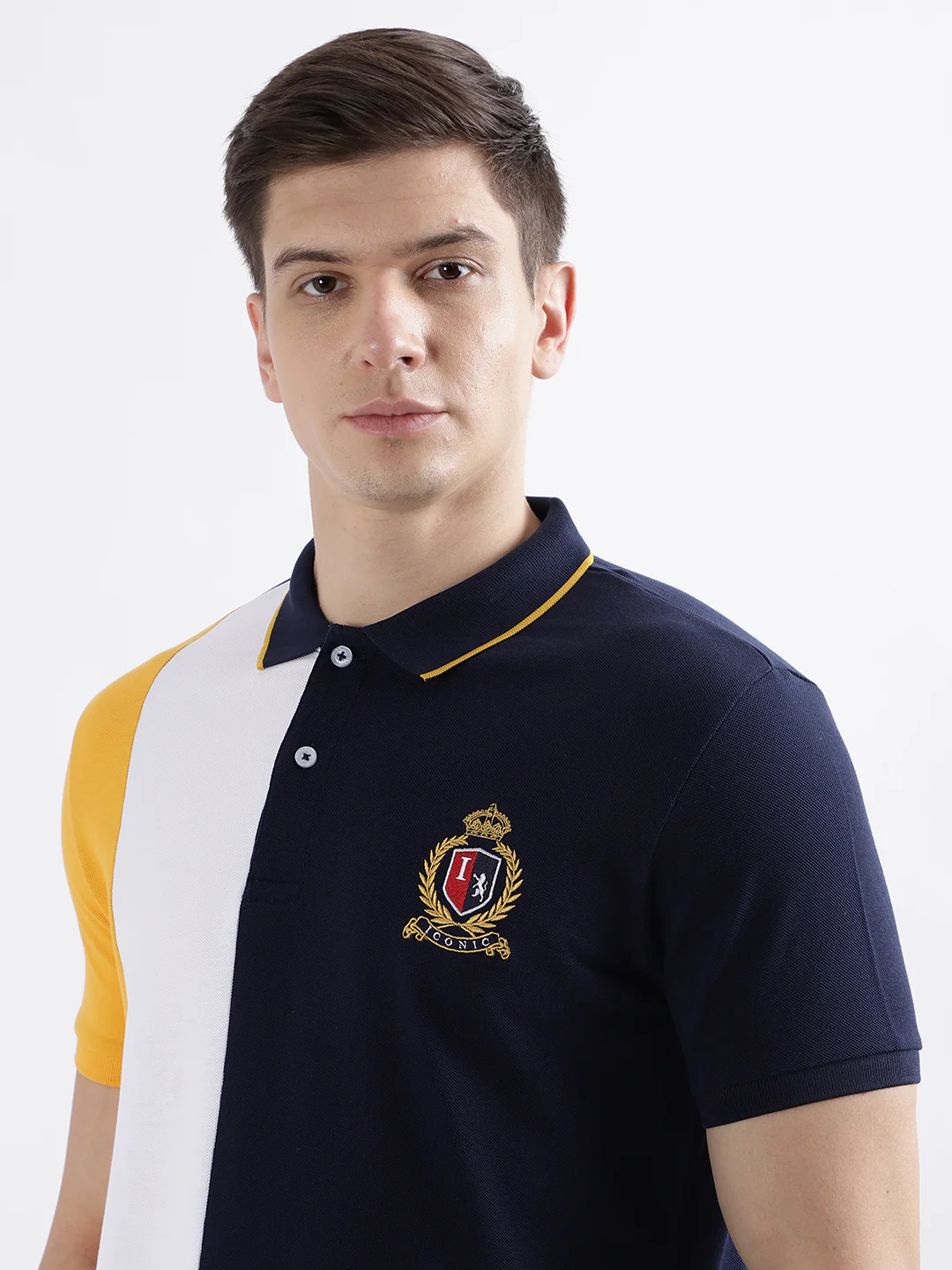 Iconic Men Multicolor Colorblocked Polo Collar Short Sleeves Tshirt - Image 5
