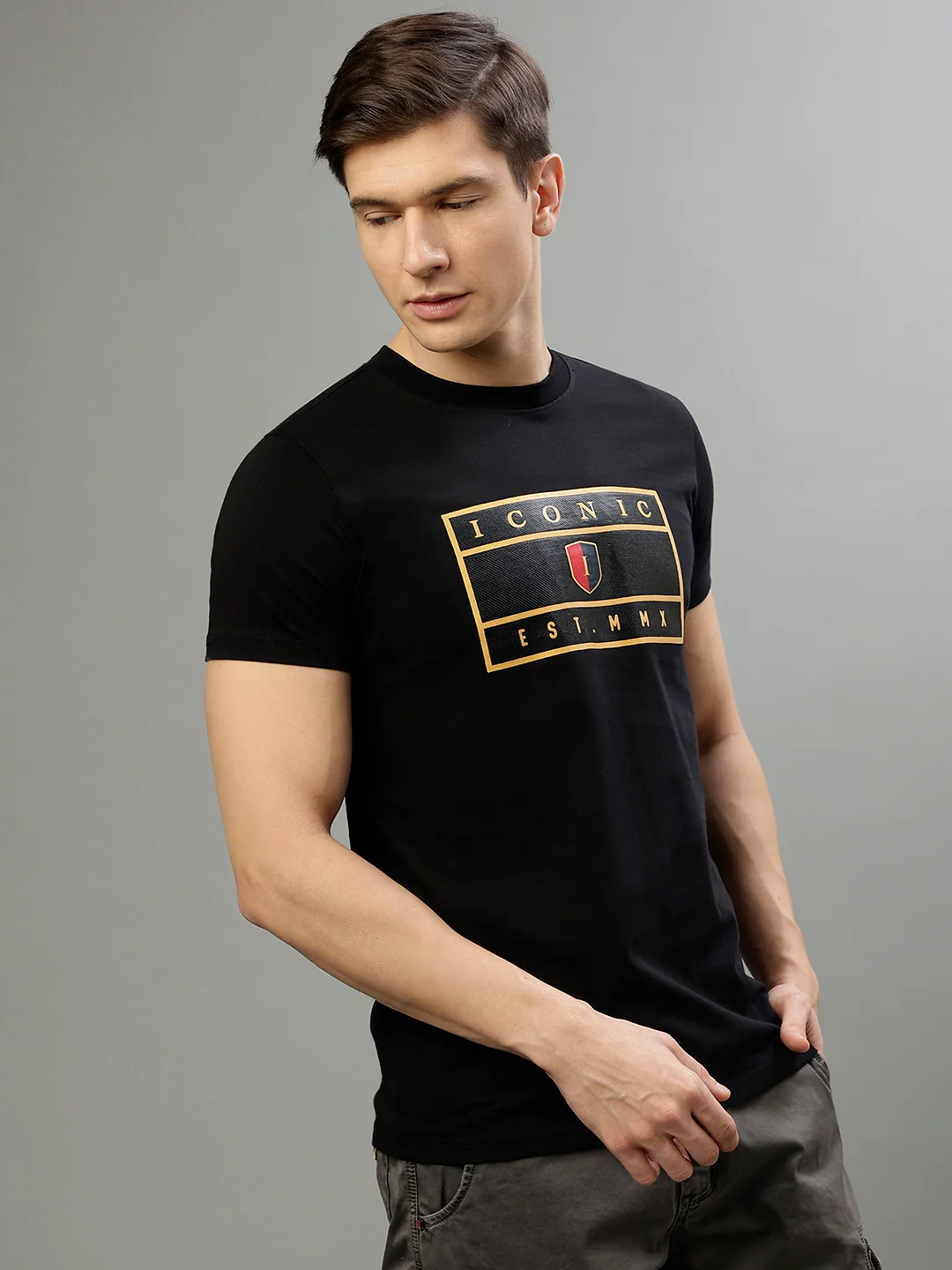 Iconic Black Fashion Printed Regular fit Tshirts