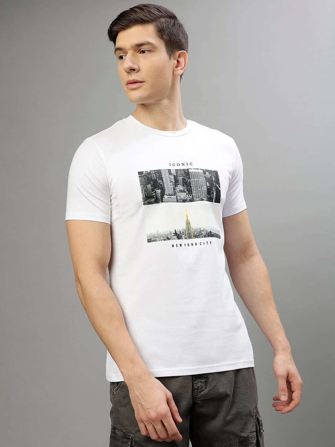 Iconic Men White Round Neck Tshirt - Image 2