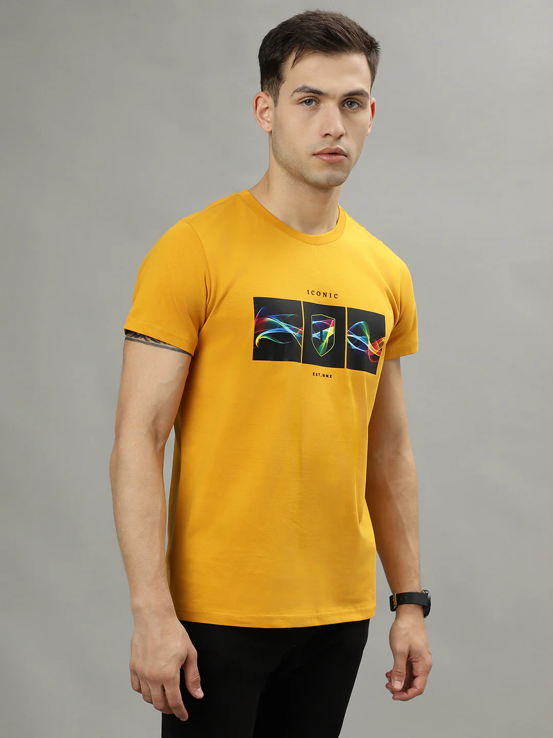 Iconic Mustard Fashion Printed Regular Fit Tshirt - Image 5