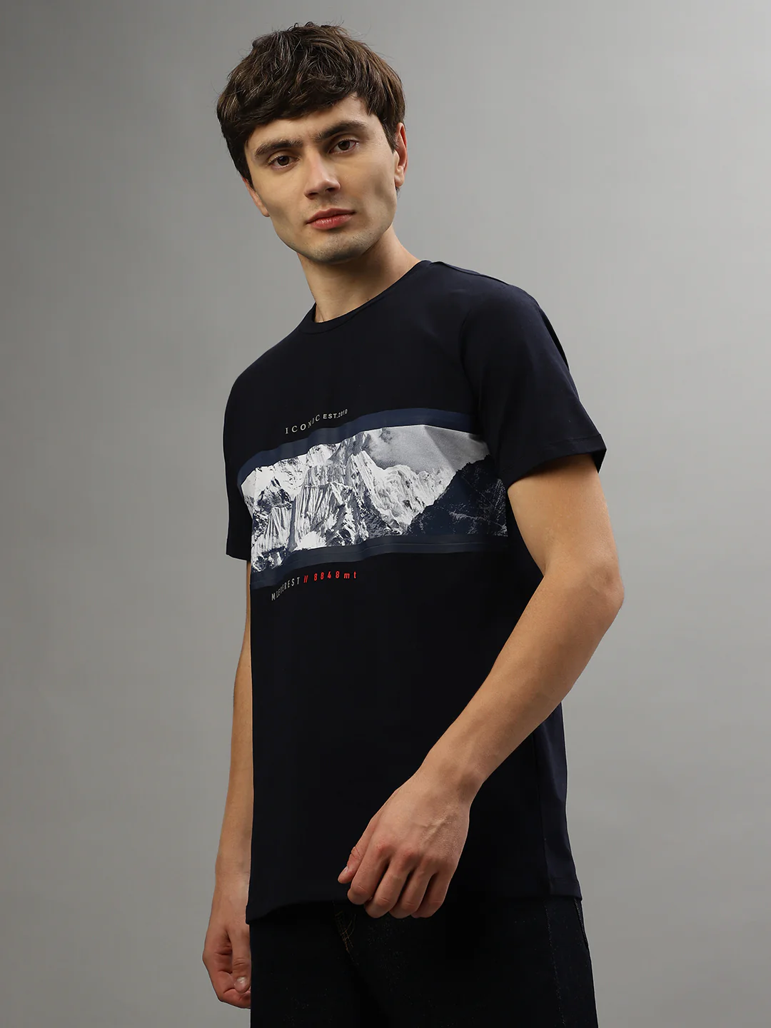 Iconic Blue Fashion Printed Regular Fit Tshirt - Image 3