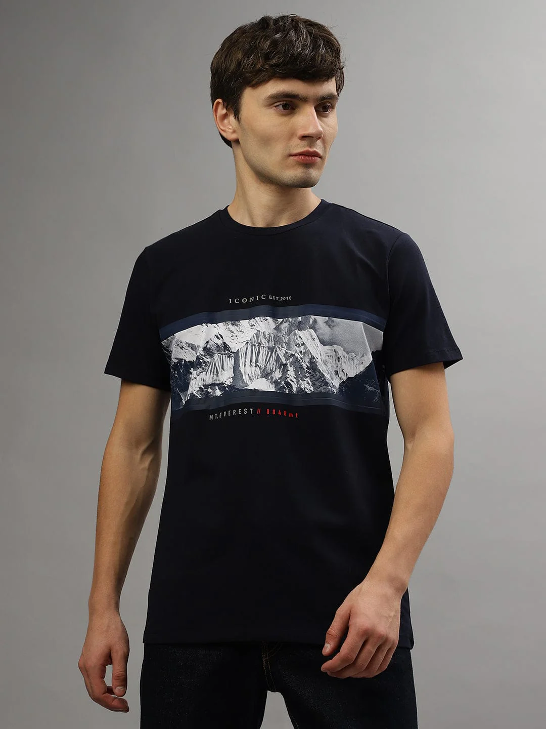 Iconic Men Blue Round Neck Tshirt - Image 2