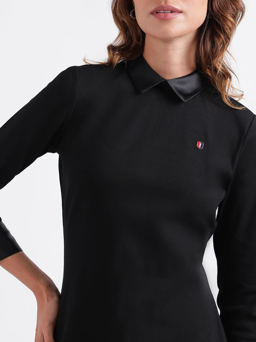 Iconic Women Solid Full Sleeves Collar Dress - Image 5
