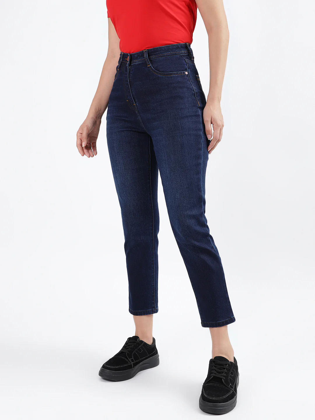 Iconic Women Blue Faded Slim Straight Fit Jeans - Image 2