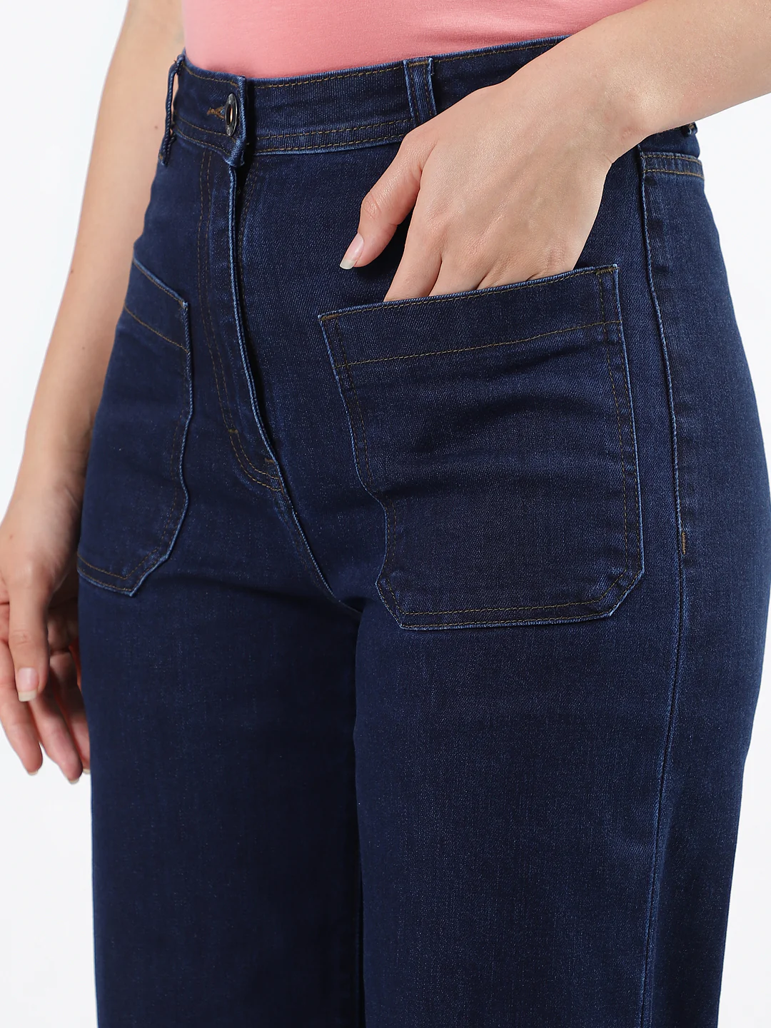Iconic Women Blue Solid Flared Jeans - Image 6