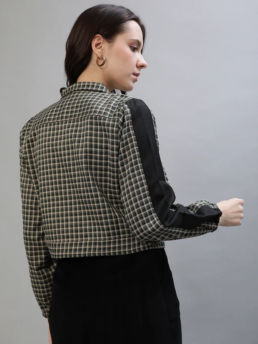 Iconic Women Multi Checked Collar Jacket - Image 4