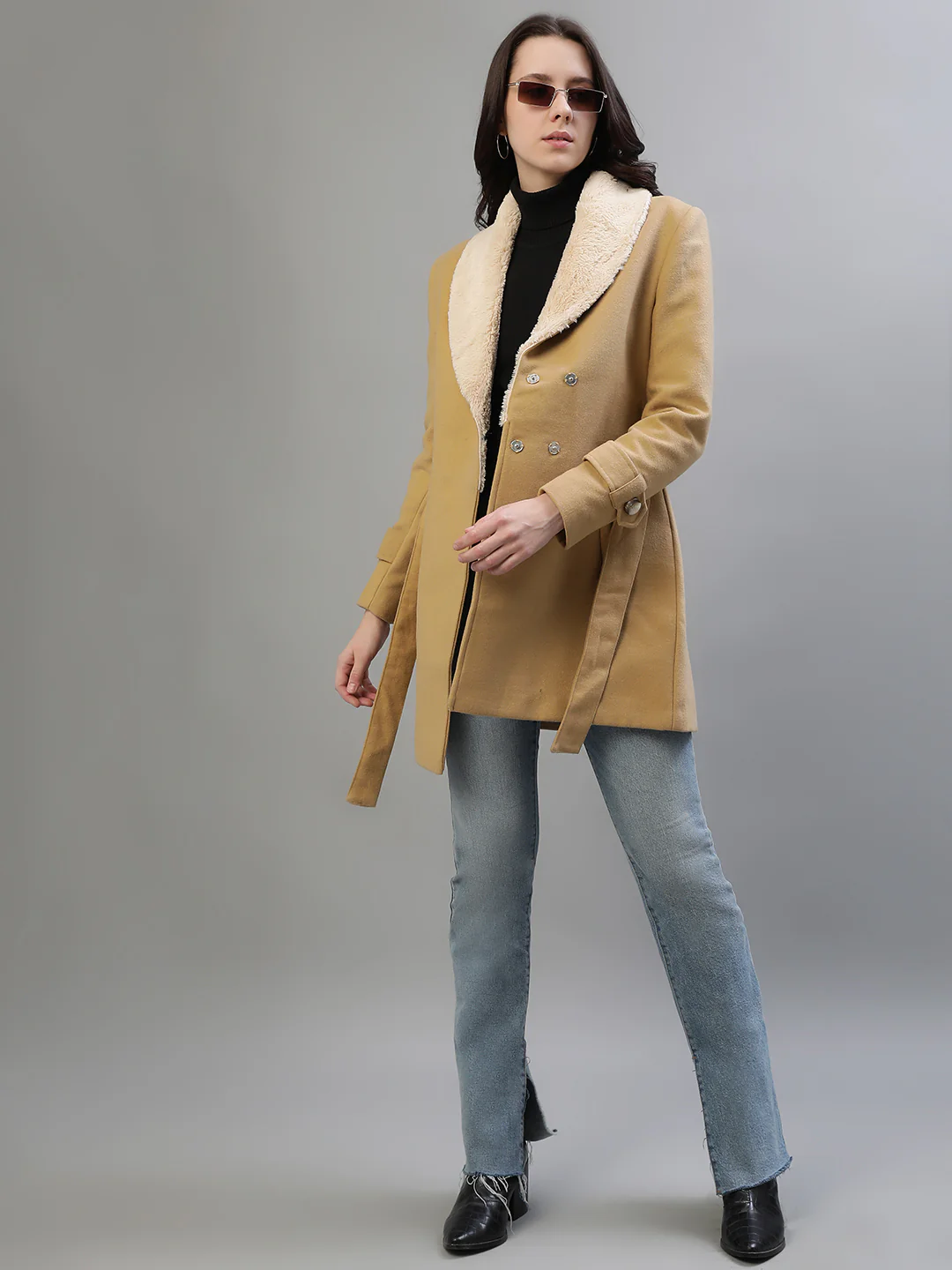 Iconic Women Beige Solid Collar Jacket - Image 5