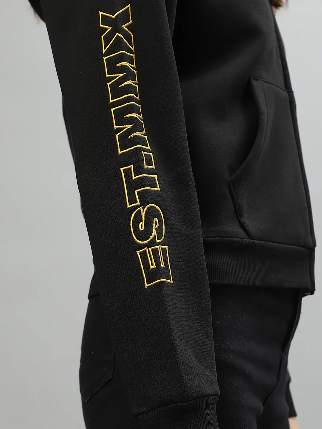Iconic Women Black Solid Hooded Full Sleeves Jacket - Image 7