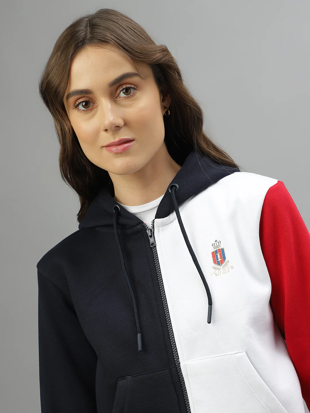 Iconic Women Multicolor Colorblocked Hooded Full Sleeves Jacket - Image 6