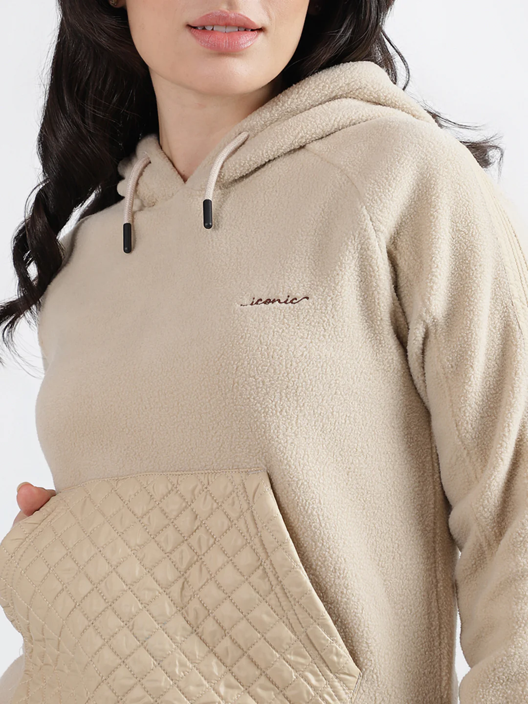 Iconic Women Solid Hooded Full Sleeves Sweatshirt - Image 5
