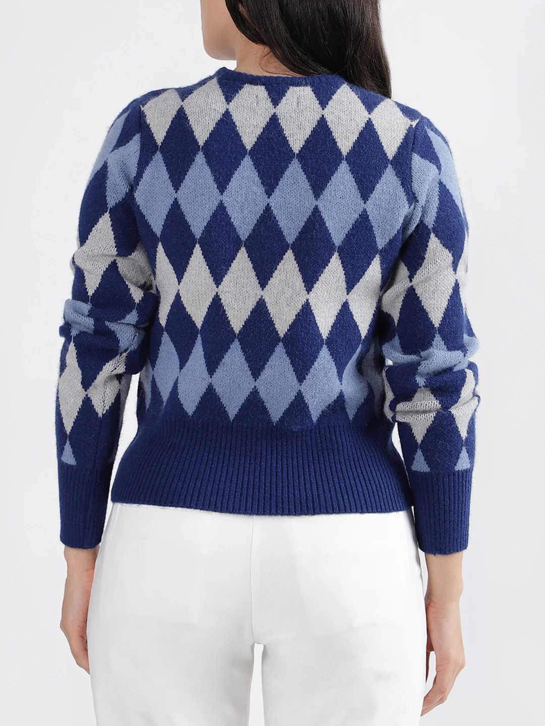 Iconic Women Printed Round Neck Full Sleeves Sweater - Image 3