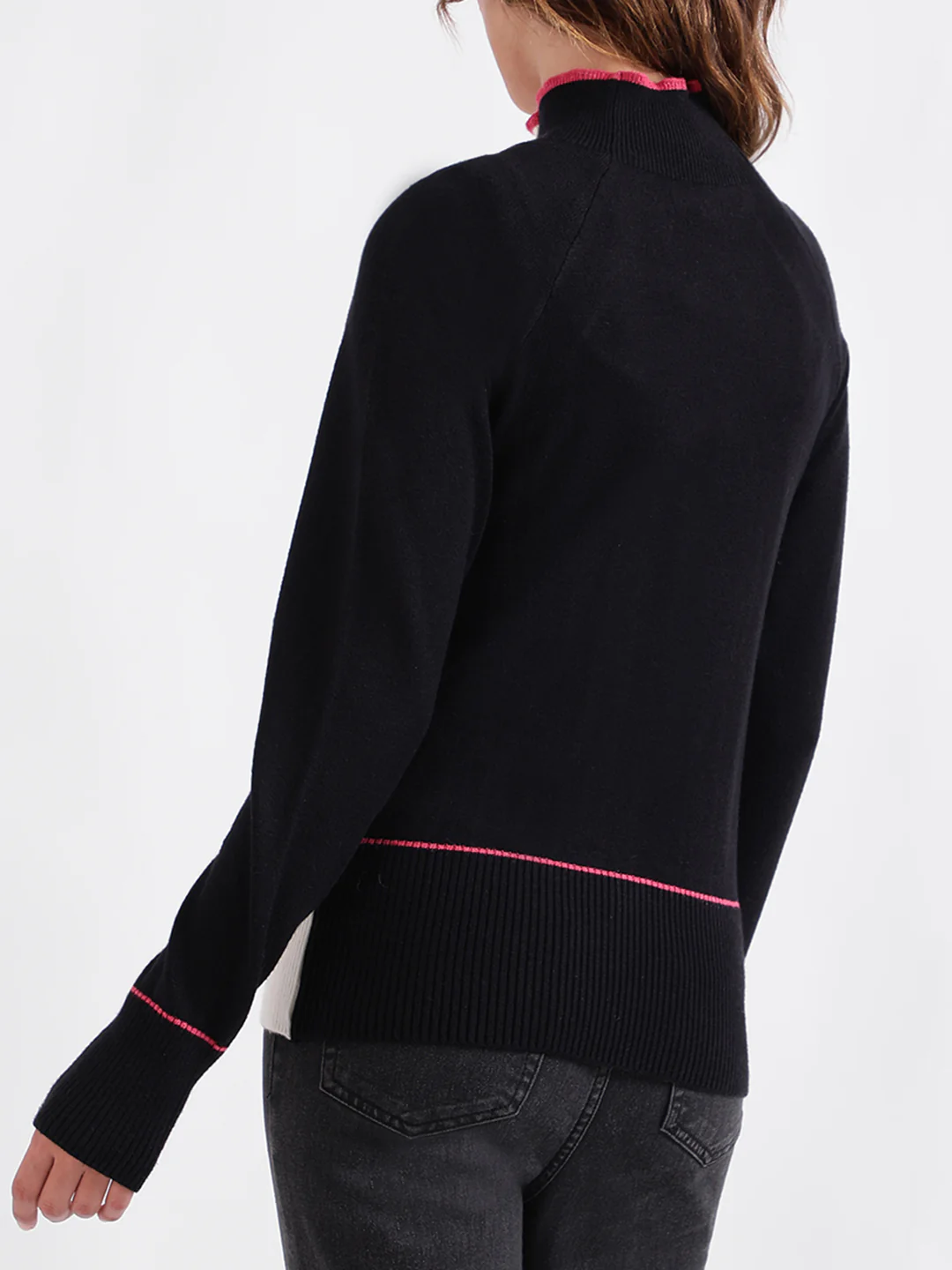 Iconic Women Colour blocked Full Sleeves High Neck Sweater - Image 3