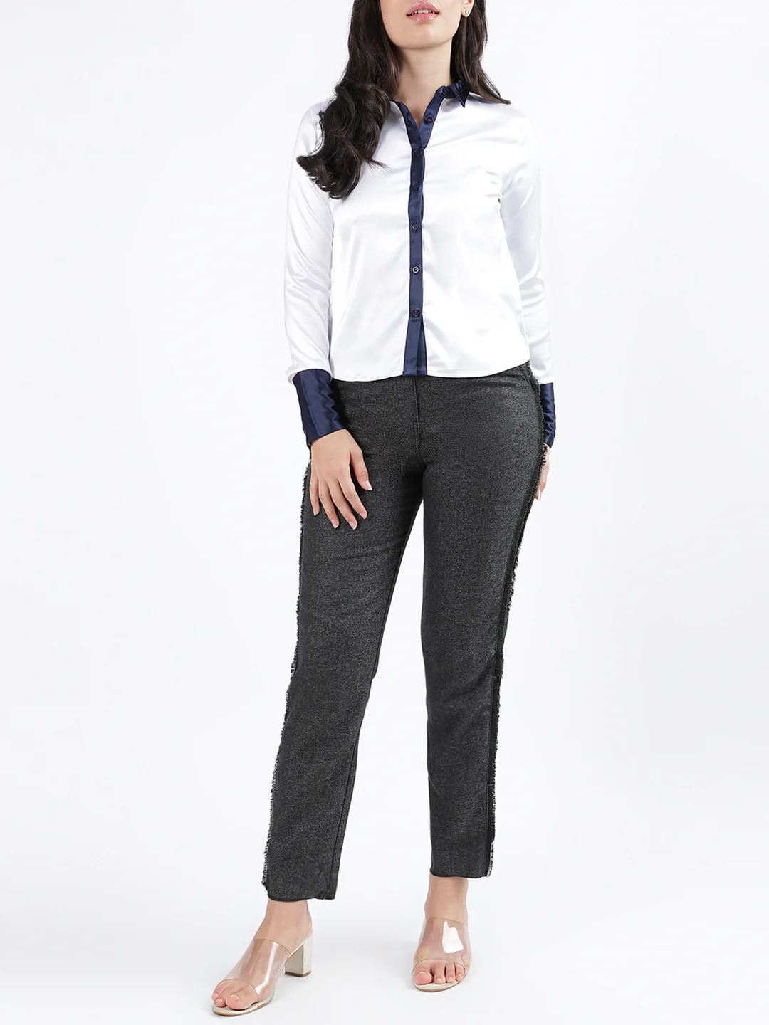 Iconic Women Colour blocked Collar Full Sleeves Top - Image 4