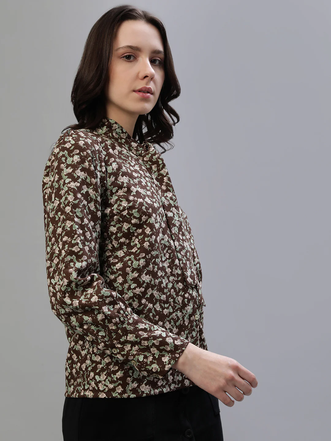 Iconic Women Multicolor Printed Tie Up Neck Full Sleeves Top - Image 2
