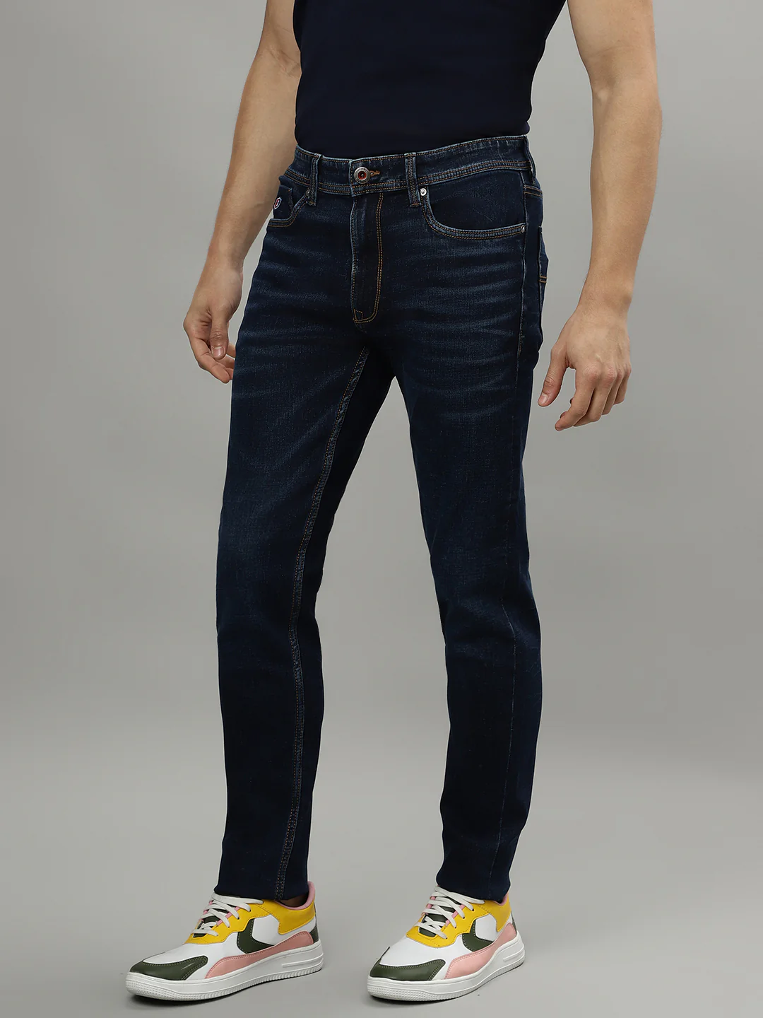 Iconic Men Blue Solid Mid-Rise Tapered Fit Jeans - Image 2