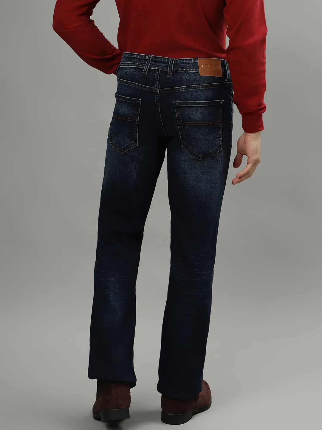 Iconic Men Blue Solid Mid-Rise Bootcut Jeans - Image 3