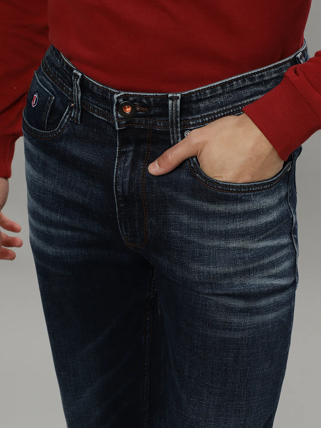 Iconic Men Blue Solid Mid-Rise Bootcut Jeans - Image 6