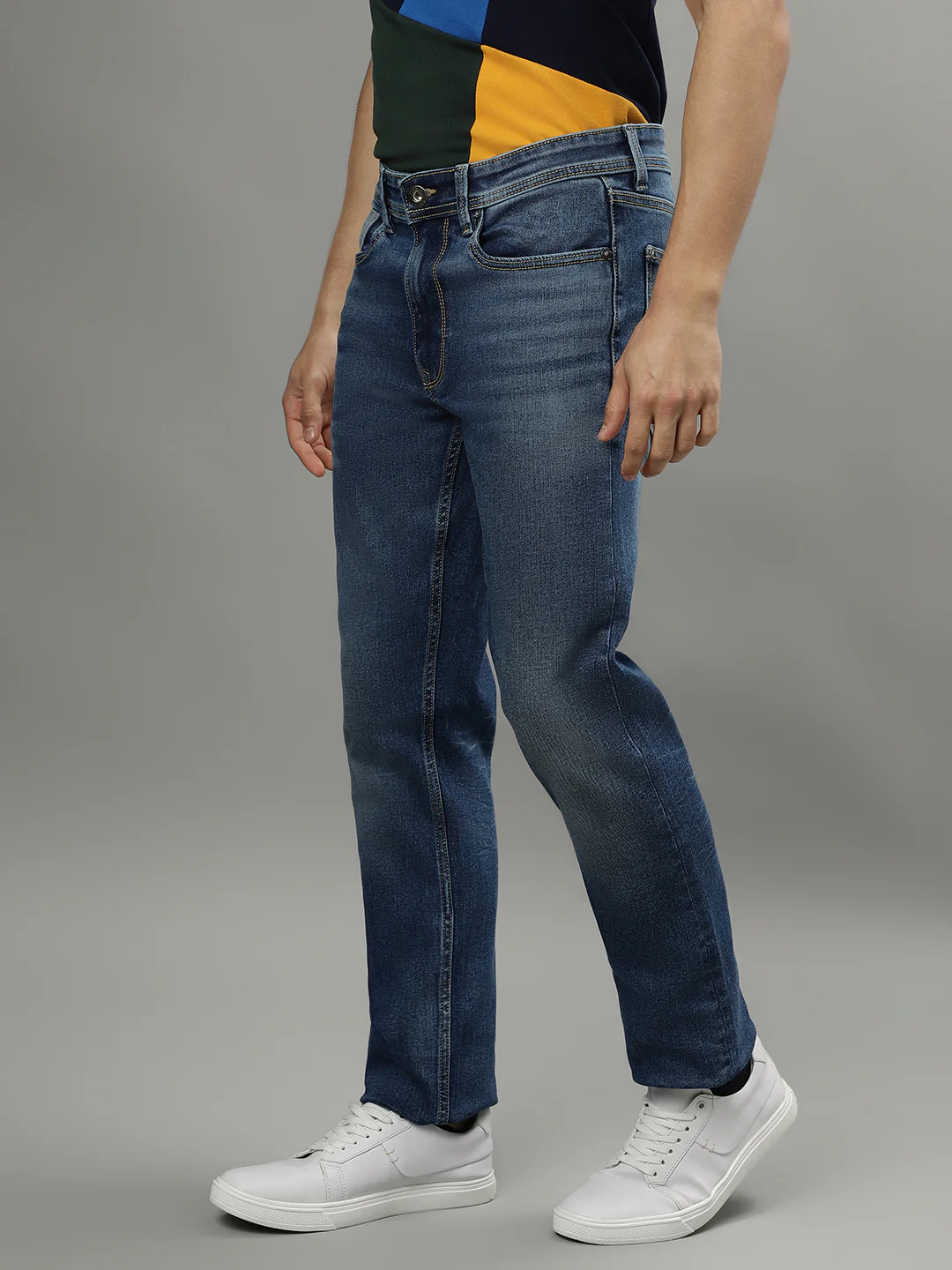 Iconic Men Blue Washed Mid-Rise Skinny Fit Jeans - Image 2